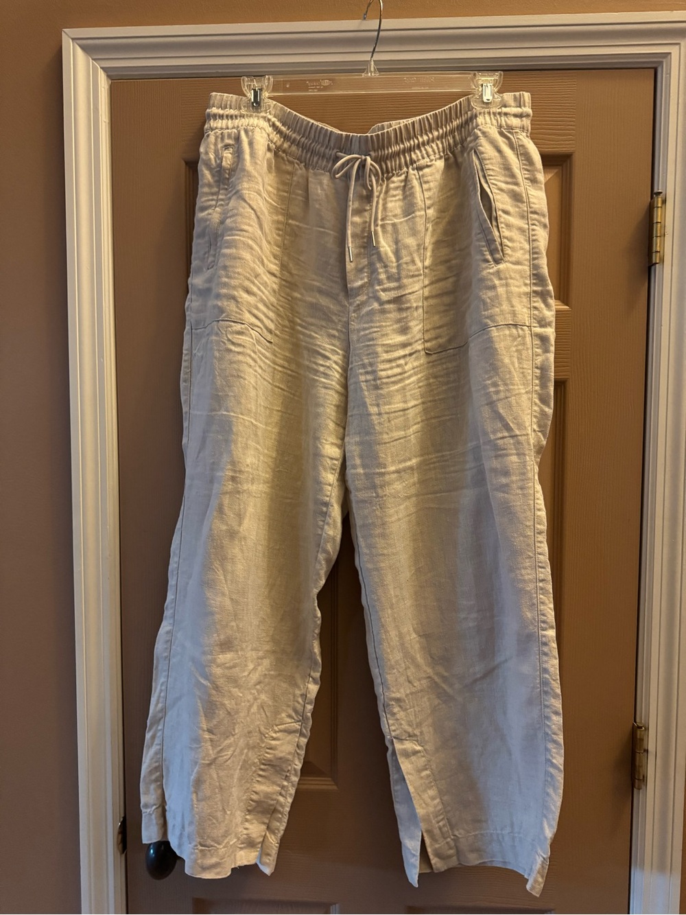 Athleta Wide-Leg Linen Blend Pants in Light Beige